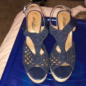 Navy blue crochet wedges